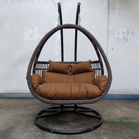 Fauteuil suspendu double pour patio, chaise suspendue en forme d'œuf pour 2 personnes, avec coussin, siège en rotin PE, moderne, pour salon, cour
