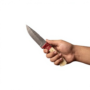 Couteau à lame fixe en acier Damas avec manche coloré, personnalisable, pour la chasse, le camping et la survie - Product Image 2