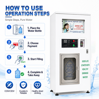 Máquina Expendedora de Agua de Acero Inoxidable con Ósmosis Inversa, Autolimpieza y Sanitización UV Automática, Pago con Monedas/Tarjeta, Servicio 24h