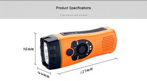 Hand-Crank Emergency Radio Flashlight, Rechargeable 3LED Survival Radio for Camping Earthquake Relief - Product Image 2