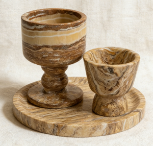 イタリア産ティラミスアイボリー色のティーカップ型トラバーチン装飾品、天然石を使ったダイニングルームやコーヒーテーブルのリフォームに - Product Image 1