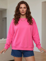 Hoodies en tissu tricoté épais imprimé style européen et américain à manches longues et col rond, collection Hiver 2026, vente en gros, 500 GSM