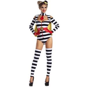 4ourcostumes Cape rayée noire et blanche pour femme, costume d'elfe pour cosplay, nouveau costume d'Halloween pour femmes - Product Image 3