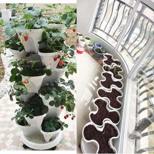 屋内外兼用小型三枚花びら型水耕栽培植木鉢、庭用垂直栽培システム、積み重ね可能なフラワーポット - Product Image 4