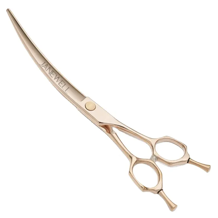 Japan 440C pet scissors pink gold coated dog scissors super curved dog grooming scissors for pet