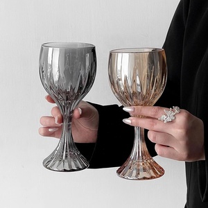 Europeu fantasia grossa alta vinho óculos cristal com nervuras vinho gravado vidro colorido taça para casamento - Product Image 3
