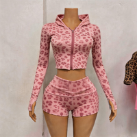 Nouvel ensemble de sport 2 pièces imprimé léopard pour femme avec veste de yoga zippée et leggings évasés à revers, tenue Y2K personnalisée de haute qualité