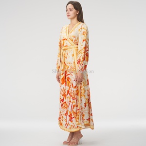 Vestido de Verano Personalizado OEM de Alta Calidad, Vestido Informal Elegante de Lino con Cuello en V, Vestido Formal Holgado con Lazos para Mujer - Product Image 2