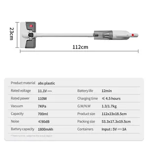 ขายร้อนไร้สายเครื่องดูดฝุ่นรถยนต์แบบใช้มือถือ ABS เครื่องดูดฝุ่นแบบชาร์จไฟได้ 7000Pa เครื่องดูดฝุ่นพกพา