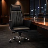 Chaise de bureau de direction en cuir noir de luxe moderne et personnalisée à prix d'usine pour PDG, directeur ou patron, avec dossier haut