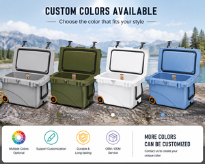 Glacière isotherme 45QT étanche et écologique pour la pêche et le camping, avec haut-parleur, lumière LED et roues tout-terrain - Product Image 3
