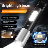 Mini lampe de poche LED étanche, faisceau réglable, lumière blanche forte, multifonctionnelle, COB, chargement USB-C, camping en plein air