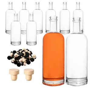 Cilindro vacío Premium Licor licores 700ml 750ml Vidrio esmerilado Vodka Botella licores botella de vidrio al por mayor