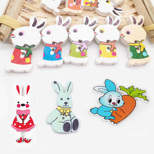 กระดุมไม้รูปกระต่ายพิมพ์สี<span class=keywords><strong>2</strong></span>รูน่ารักสำหรับการ์ดสมุดภาพ - Product Image 1