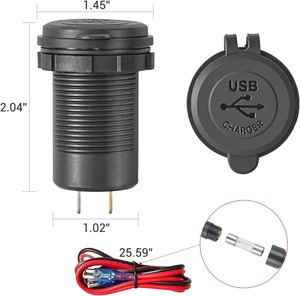 Автомобильное зарядное устройство Qidoe 65 Вт <span class=keywords><strong>USB</strong></span> C для ноутбука 83W12V <span class=keywords><strong>USB</strong></span> Outlet Quick Charge3.0 18 Вт переключатель питания длинный корпус водонепроницаемый адаптер для автомобиля - Product Image 3