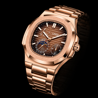 Montre en quartz or rose pour homme, boîtier coussin, bracelet en acier inoxydable, montre-bracelet résistante à l'eau pour affaires