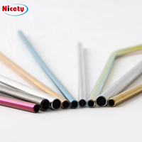 Pailles en acier inoxydable colorées, écologiques, réutilisables, avec logo personnalisé, en gros