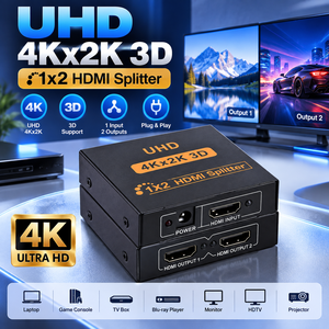 ตัวแยกสัญญาณ <span class=keywords><strong>HDMI</strong></span> <span class=keywords><strong>4K</strong></span> 30Hz <span class=keywords><strong>1x2</strong></span> 1 เข้า 2 ออก 2 พอร์ต รองรับ 4Kx2K 1080P 3D สำหรับทีวี จอภาพ โปรเจคเตอร์ - Product Image 1