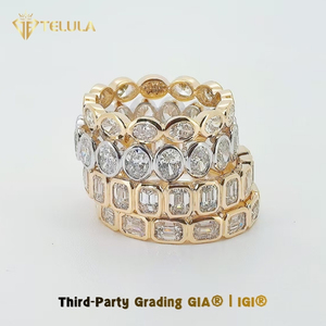 Custom Ovaal Gesneden Bezel Instelling <span class=keywords><strong>Eternity</strong></span> Ring Igi Gecertificeerde Synthetische Diamanten Ring 18K 14K Echt Goud Lab Diamanten Ring - Product Image 1