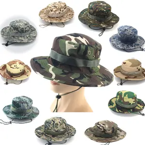 Custom Logo Adjustable String Wide Brim Fishing Cap Camouflage Bucket Hats Outdoor Bonnie Hat