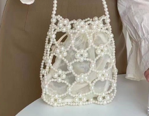 Bolso de mano artesanal de perlas, estilo retro, tejido con perlas huecas, para mujer. - Product Image 4