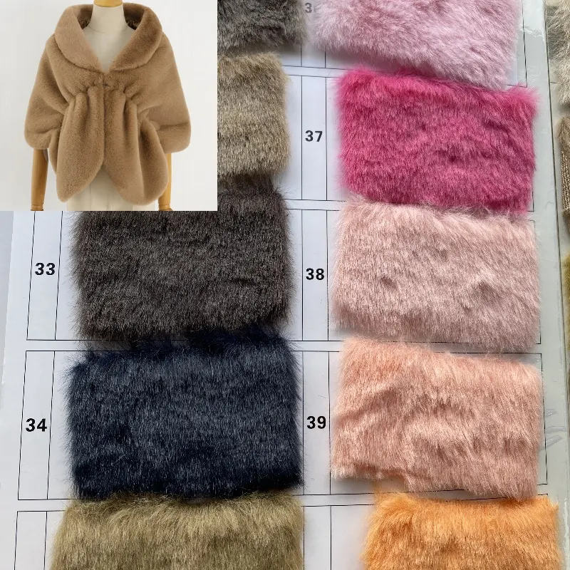 Cobertor de pele de coelho falso tricotado 100% poliéster tecido de lã 1000 G para casaco cobertor xale jaqueta xale 650 pele amigável