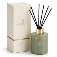 Boîte diffuseur de parfum rigide personnalisée beige en carton gris 1500 g/m² avec couvercle et base, logo estampé à chaud or