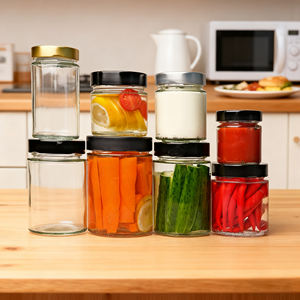 Tarro <span class=keywords><strong>de</strong></span> Vidrio Redondo y Recto con Tapa <span class=keywords><strong>de</strong></span> Metal Profundo para Salsa, Mermelada <span class=keywords><strong>de</strong></span> Miel, Pepinillo para <span class=keywords><strong>Brotes</strong></span> <span class=keywords><strong>de</strong></span> <span class=keywords><strong>Bambú</strong></span>, Aceitunas, <span class=keywords><strong>Brotes</strong></span> <span class=keywords><strong>de</strong></span> Soja, Pepinos - Product Image 3