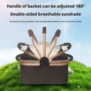 हल्के समायोज्य 4-पहिया फोल्डेबल टिकाऊ कार्बन स्टील वाटरप्रूफ धोने योग्य पालतू ट्रॉली डबल लेयर कुत्ते बड़े - Product Image 6