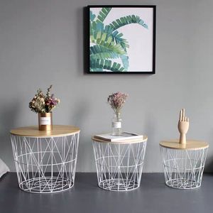Moderner Nachttisch Beistelltisch mit Eisengestell und Holzplatte Große Aufbewahrungskapazität Langlebiger Couchtisch für Wohnzimmer und Schlafzimmer - Product Image 5