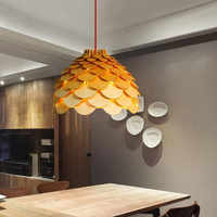 Suspension de lustre au design unique en bois massif moderne pour salle à manger et d'étude