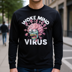 T-shirt a maniche lunghe Woke Mind Virus American Brains Design - Product Image 3