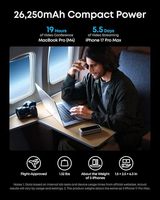 Banque d'alimentation Anker Prime, 26 250 mAh, chargeur portable 3 ports avec sortie maximale de 300 W, charge bidirectionnelle, approuvé par la TSA, contrôle par application A110A
