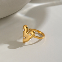 Bague X&L élégante en forme de cœur avec perle, non réglable, plaquée or 18 carats, en acier inoxydable, inaltérable, bijoux de mode pour femme