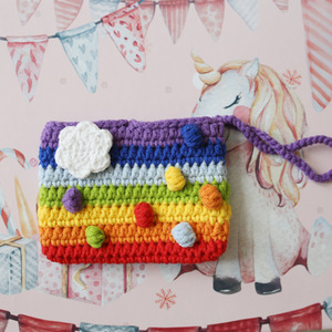 Bolso <span class=keywords><strong>de</strong></span> mano <span class=keywords><strong>de</strong></span> verano tejido a mano, pequeño, <span class=keywords><strong>de</strong></span> lana, hecho a crochet, producto terminado tejido a mano para niñas - Product Image 4
