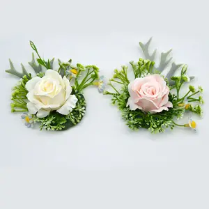 Цветок на запястье корсаж Бутоньерка набор искусственная Роза и гвоздика Шелковый цветок ручной работы для свадебных цветов аксессуары 2023