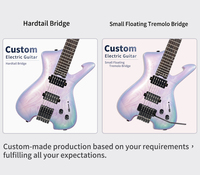 Guitare électrique sans tête personnalisée avec micros humbucker, pont fixe et petit tremolo – Fournisseur OEM/ODM