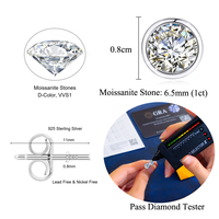 S925 Sterling Zilver Bezel Set Moissanite vergulde oorbel studs 1CT D Kleur VVS1 Geslaagde Diamanttester voor Valentijnsdag cadeau