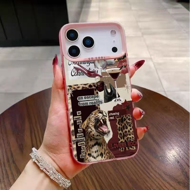 Argento colorato conchiglia-rosa-leopardo vino rosso