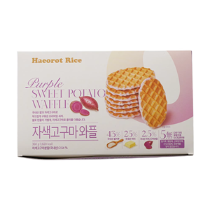 Haeorot Rice Purple <b>Sweet</b> Potato Waffle SAMAH Purple <b>Sweet</b> Potato Waffle 18g × 20 Pcs Low Glycemic Index Diet Snack Korean Rice - Product Image 1