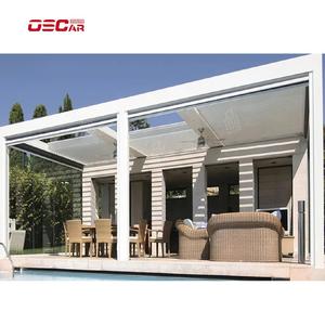 Auvent de patio moderne rétractable en aluminium pergola motorisée automatique pour l'extérieur avec couverture murale pergola en <span class=keywords><strong>bambou</strong></span> - Product Image 1
