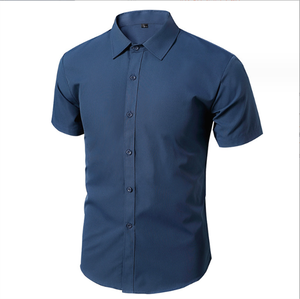 Camicia da uomo a maniche corte monopetto, non stirabile, casual elegante, in poliestere, all'ingrosso dalla fabbrica cinese - Product Image 3