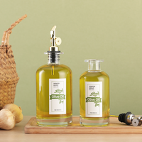 Bouteilles distributrices d'huile d'olive en verre rond Marasca de qualité alimentaire 12oz 16oz avec bec verseur en acier inoxydable
