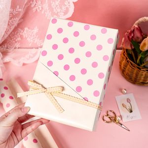 Pink Beige Polka Dot <b>Tissue</b> <b>Paper</b> 17 In X 32.8 Ft Reversible Gift <b>Wrap</b> Classic Style Disposable Packaging - Product Image 5
