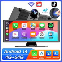 Écran de tableau de bord intelligent pour voiture Android 4G LTE de 11,26 pouces, 4+64 Go avec CarPlay/Android Auto sans fil et double DVR 1080P