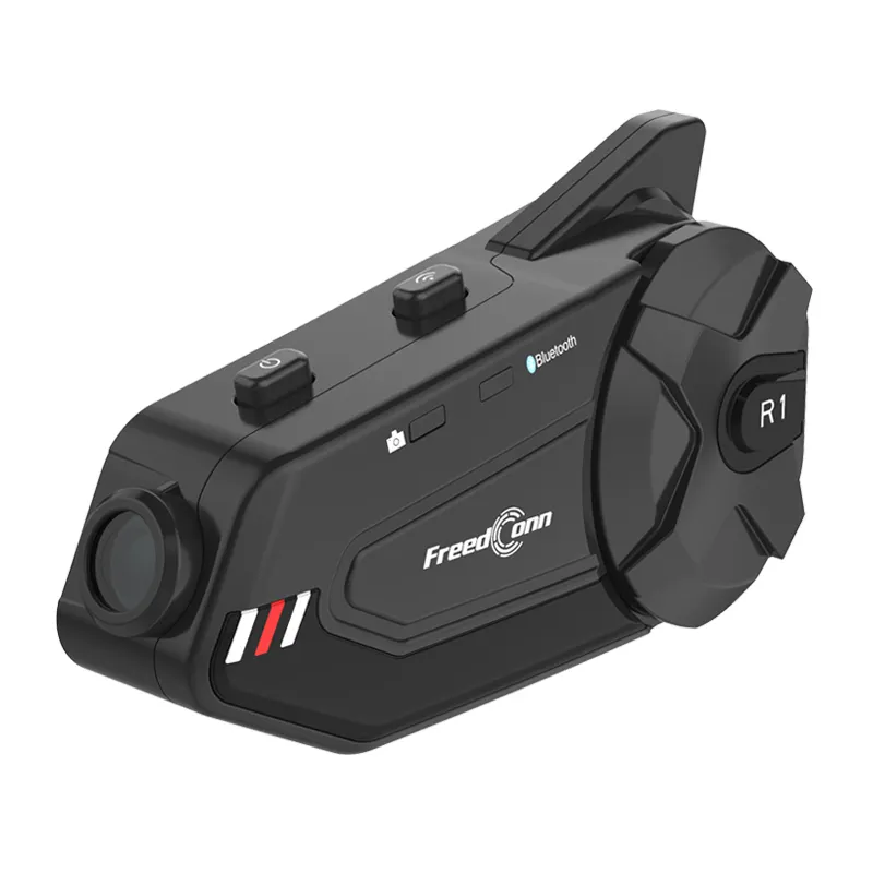 FreedConn-auriculares R1 plus para motocicleta, intercomunicador con Bluetooth, impermeable, 1080P, grabadora de vídeo, Wifi, cámara, 6 conductores