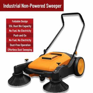 Manual Push Sweeper 1050mm Industrial <b>Floor</b> <b>Cleaning</b> <b>Machine</b> 55L Large Capacity for Factories Warehouses Workshops and Roads - Product Image 4