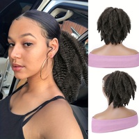 Postiches de cheveux Afro Twist Ponytail, tresses Marley moelleuses, extensions de cheveux Afro Kinky Curly, queue de cheval à cordon