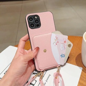 Étui de téléphone portable en cuir motif litchi tendance 2026 <span class=keywords><strong>avec</strong></span> bandoulière et porte-cartes à chaîne pour <span class=keywords><strong>iPhone</strong></span> 16 - Product Image 5