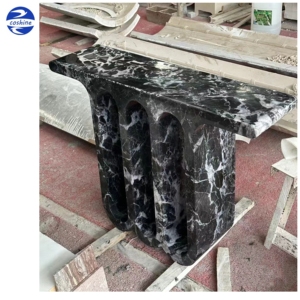 Calacatta <span class=keywords><strong>Volia</strong></span> Socle en Marbre Table Basse Napoleon Table Console en Marbre Noir Table d'Appoint Grand Marbre Antique Couloir Porche - Product Image 3
